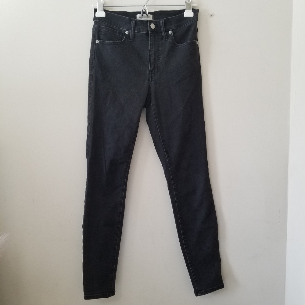 Madewell 9” High Rise Skinny Washed Black Faded Jeans Size 27